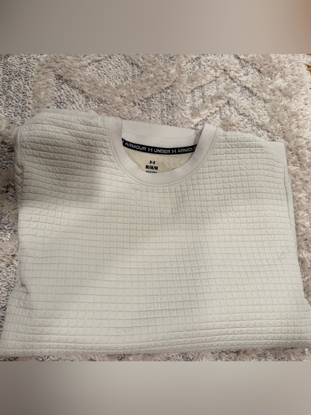 Under Armour Quilted Crewneck Sweatshirt in Off-White with Black Logo
